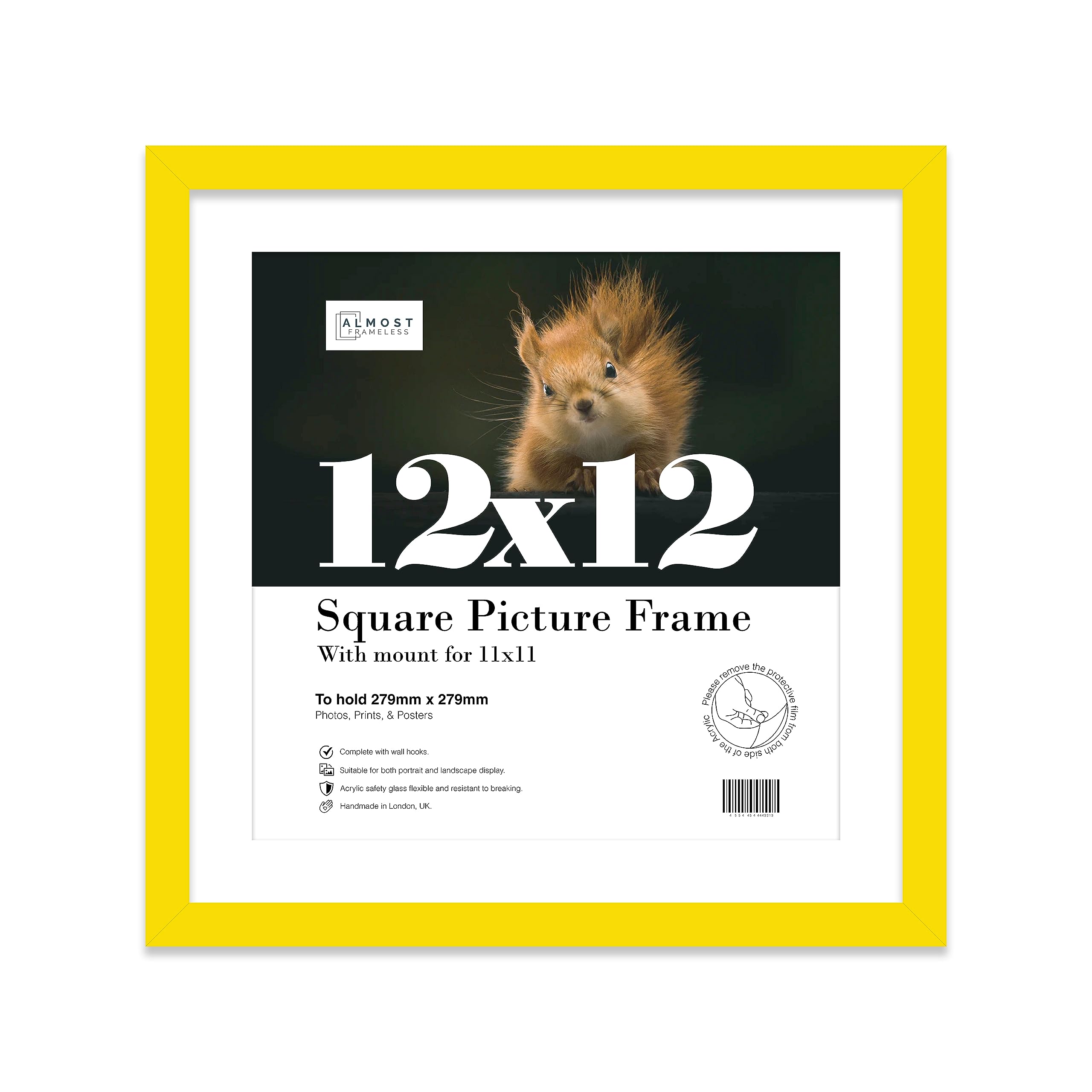 12X12" Yellow Picture Frame12X12" Square Frame With 11X11" Mount For 12X12"/11X11" Pictures Moderrn Style Thin Edge1 Pack from B&Q