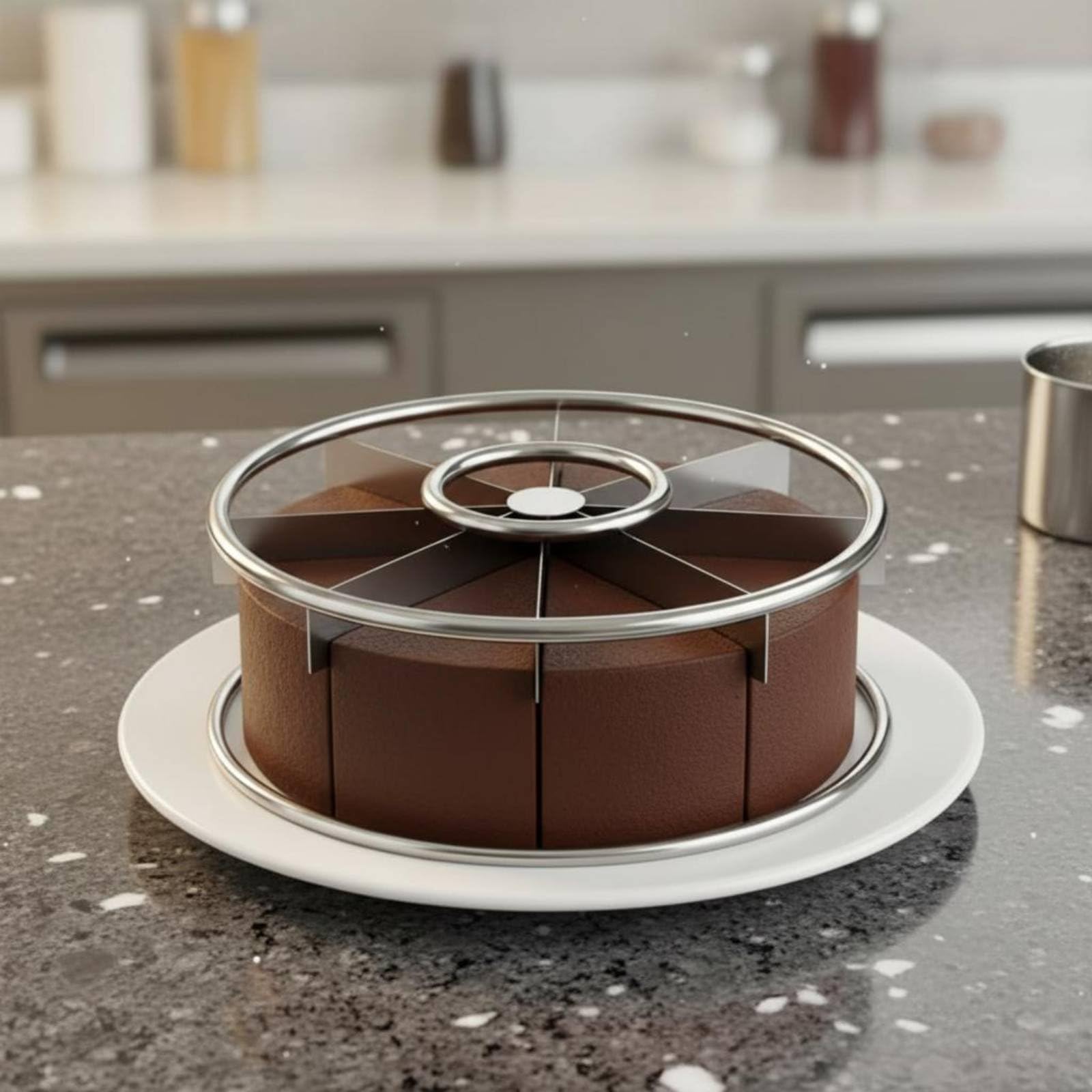 Milageto Diviseur de Gâteau Outil de Portionnage Coupe-gâteau Marqueur de Tranches Conception à Huit Parts pour Morceaux Égaux Acier Inoxydable Robuste