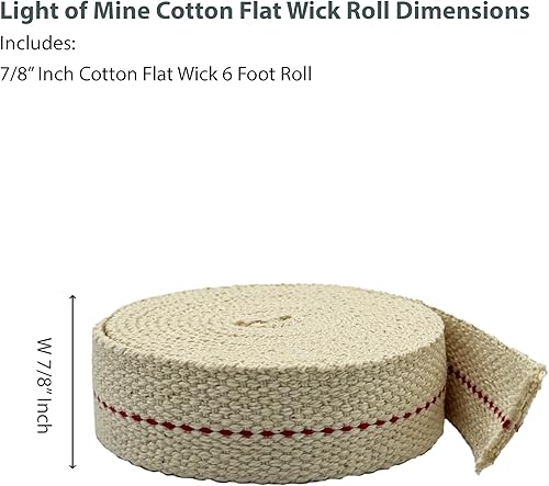 Miniatura 2 de Light Of Mine, mecha plana 100% de algodón, 33pies, rollo para lámparas de aceite y linternas que funcionan con aceite de parafina y queroseno, con