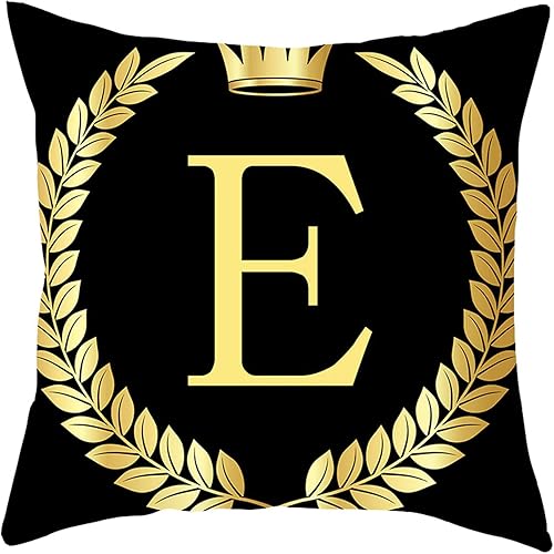 Funda de cojín de Navidad con 26 iniciales de letra E, funda de cojín de cintura para sofá de invierno, funda de asiento de automóvil, 18 x 18