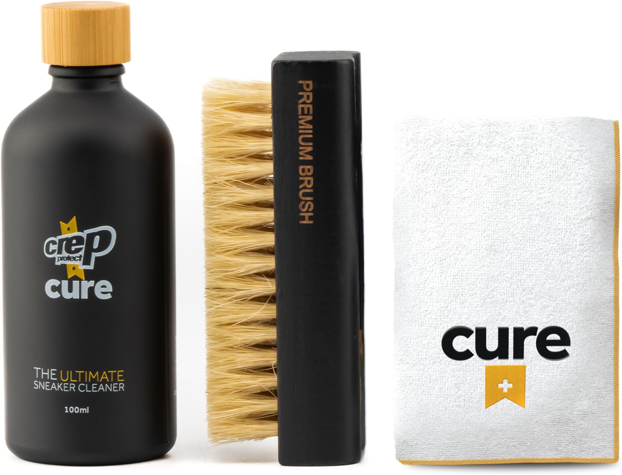 Crep Protect Cure Ultimate Shoe Cleaning Travel Kit | Suitable For Suede, Nubuck, Canvas, Knit & White Sneakers |Shoe Care Kit - Natural Cleaning Solution, Premium Brush, Highly Absorbent Microfiber