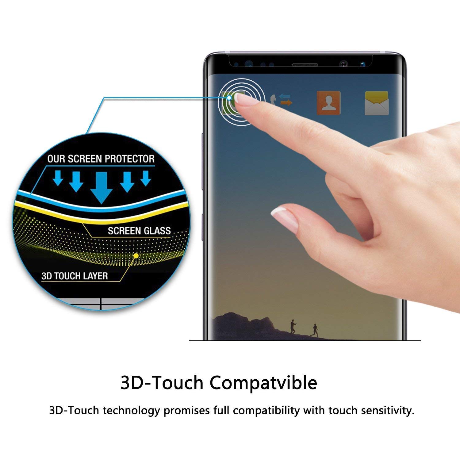 Protector de pantalla de privacidad para Galaxy Note 8, antiespía, táctil, fácil de instalar, borde curvado 3D, película suave (no vidrio templado) para Samsung Galaxy Note 8 (negro)