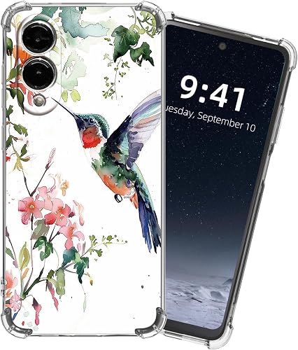 KUJKBFWJ for Samsung Galaxy S25 Edge Clear Case with [Watercolor Hummingbird], N