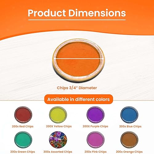 Miniatura 6 de MR CHIPS Chips de bingo magnéticos con borde de metal de 34 de pulgada, 200 piezas mejoradas de color naranja transparente, disponibles en 7 colores