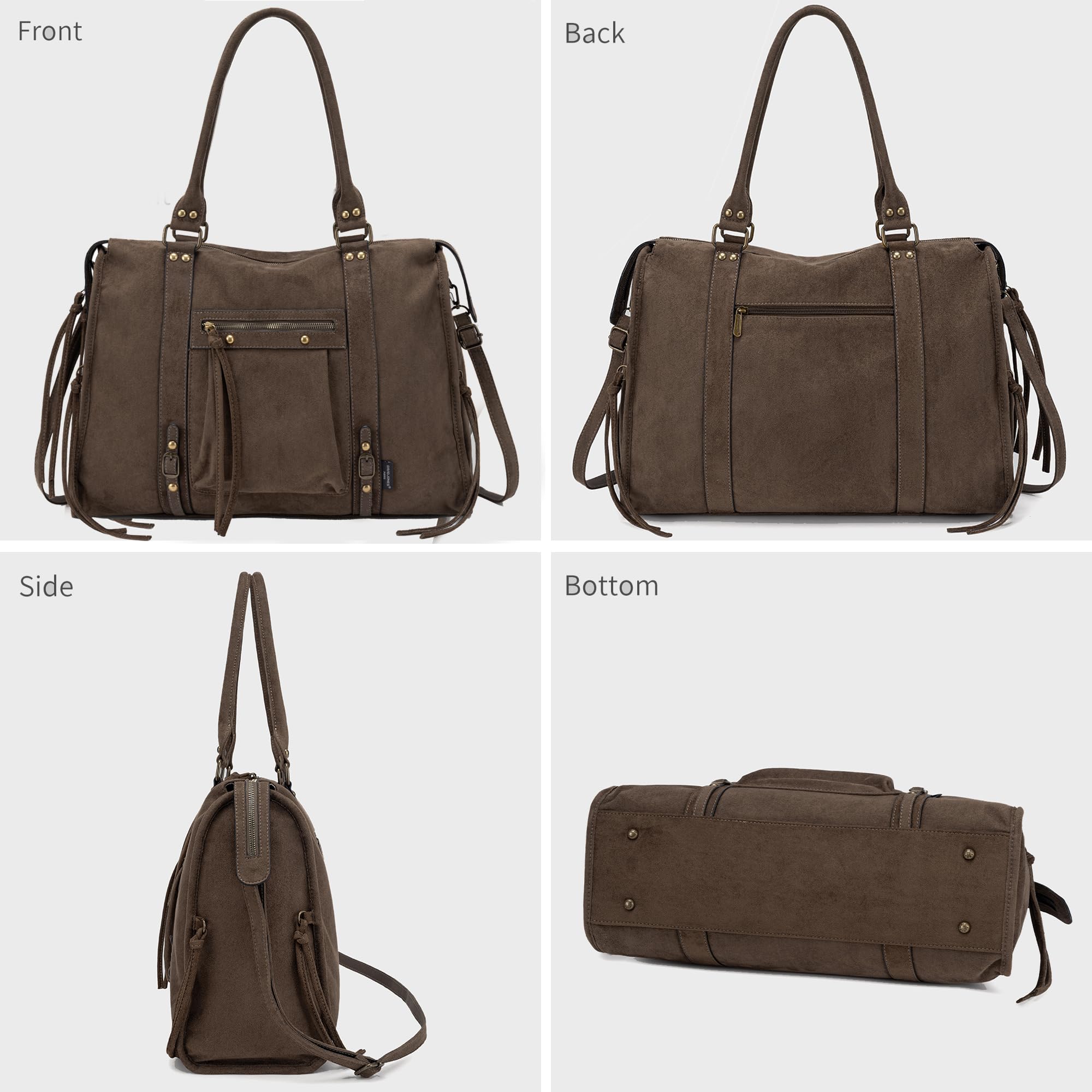 David Jones - Damska torba na zakupy, zamsz, duża torebka w stylu vintage