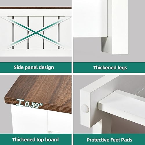 Miniatura 5 de YITAHOME Mesa de centro cuadrada rústica con almacenamiento de madera para sala de estar, sala de reuniones con compartimento de almacenamiento