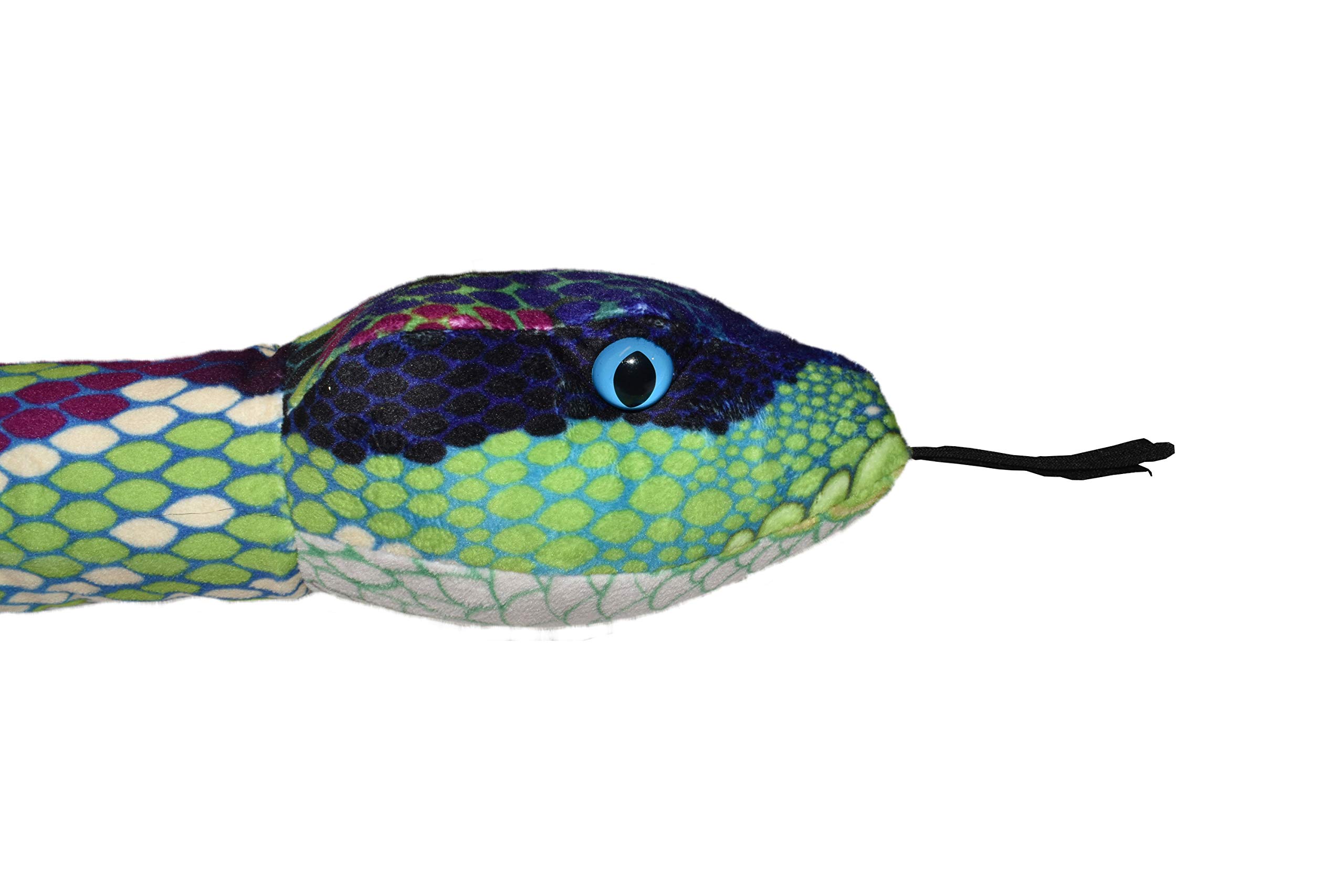 Wild Republic Plush Snake Orange Bleu, Peluche Serpent, Animal en Peluche 137 cm, Idée Cadeau de Naissance Fille ou Garçon, Jouet Écologique, Rembourré de Bouteilles Recyclées