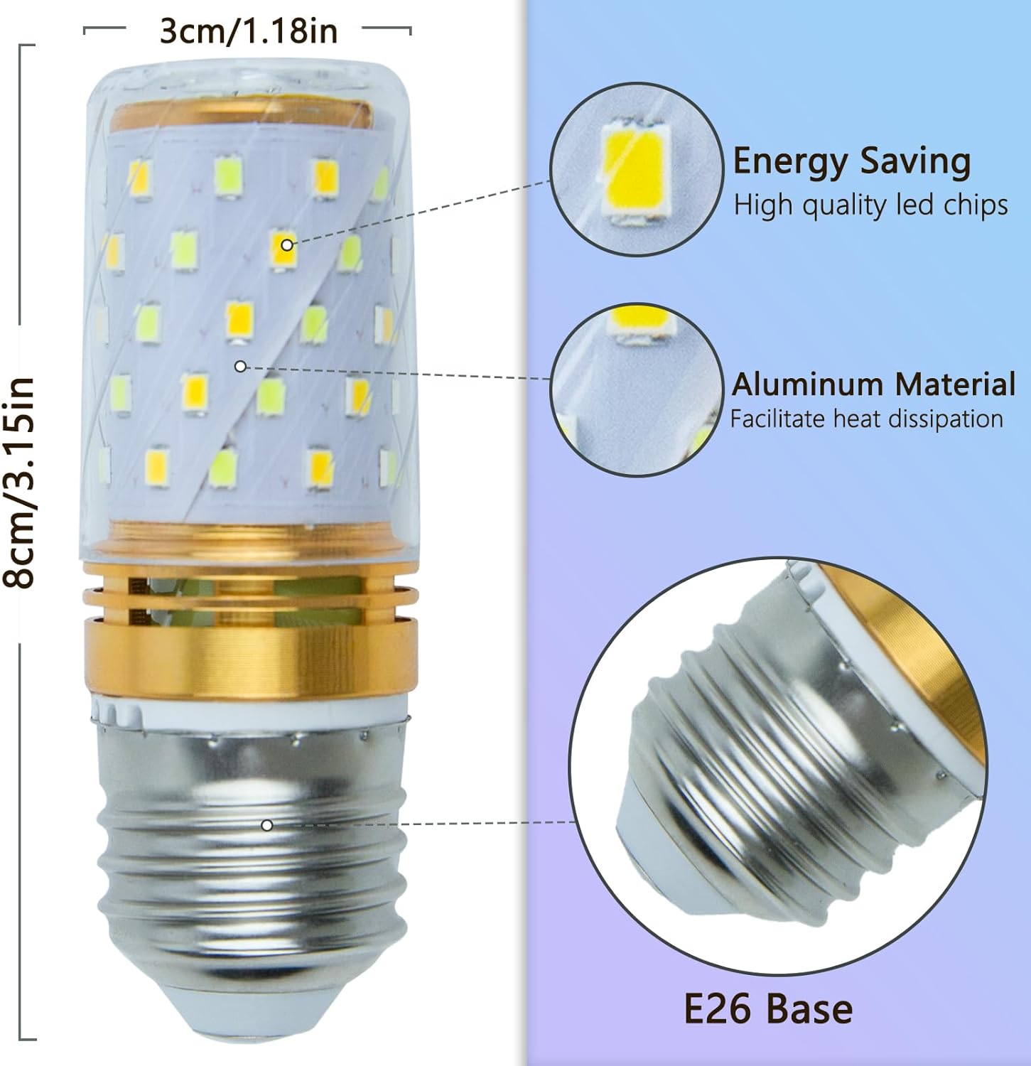 2-Pack E26 Three-Color Dimming Bulbs Suitable for Tiffany Table Lamps, Stained Glass Lamps, Small Tiffany Mushroom Table Lamps