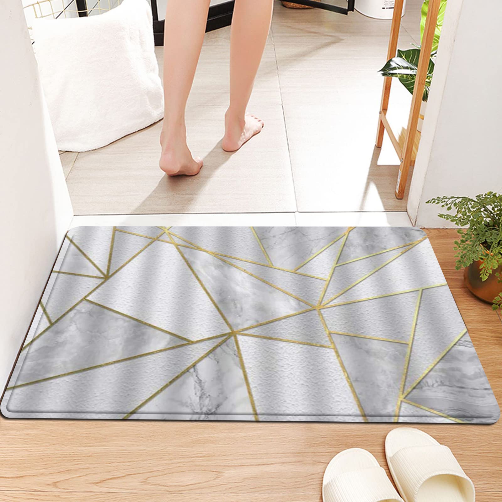 Rutschfeste Badematte – 100x150 Cm, Glam Marmor Muster, Saugfähig & Schnell Trocknend