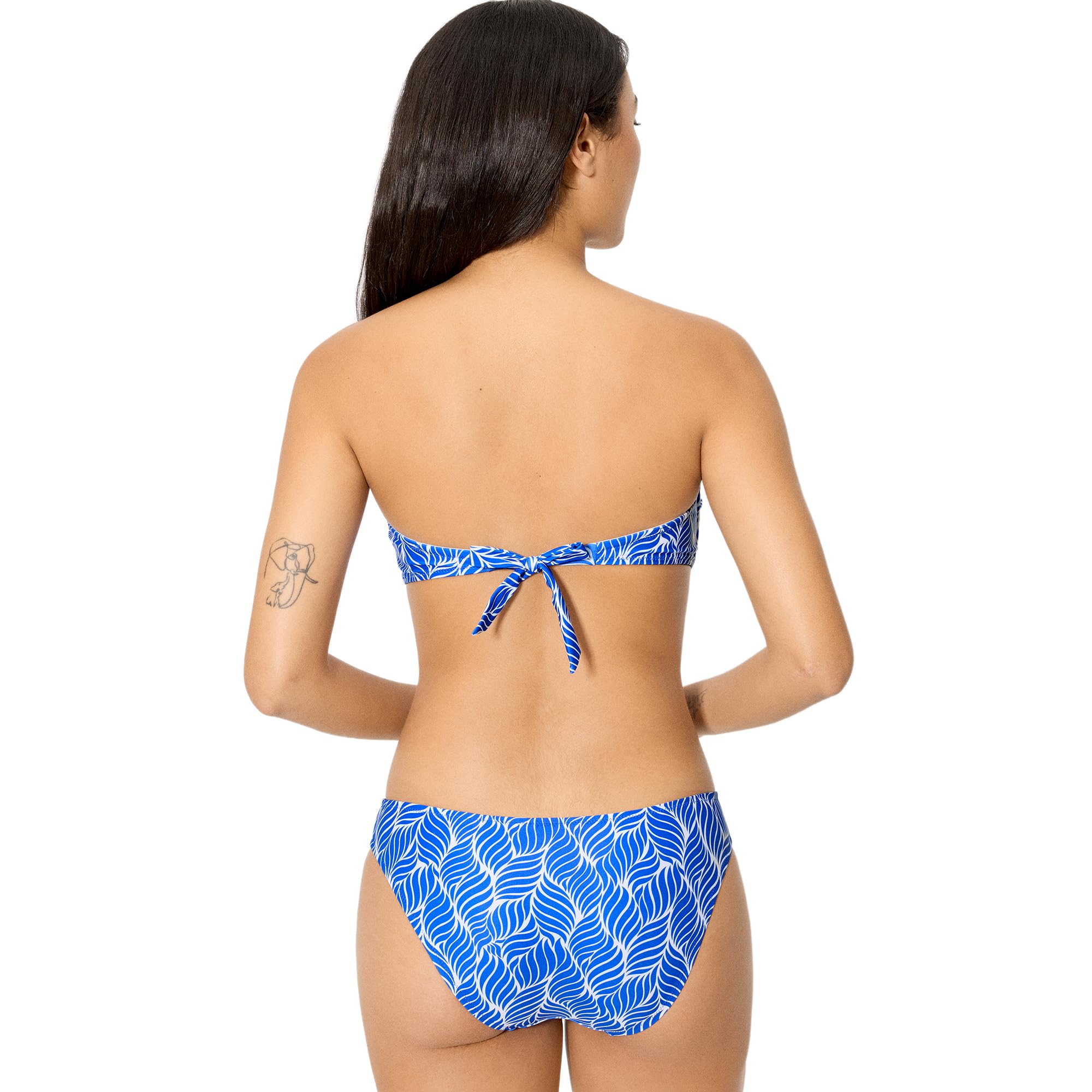 YSABEL MORA. Conjunto de Bikini Bandeau Estampado. Top con Aro y Relleno Extraíble. Tirantes Desmontables y Braga Mini Cómoda y Favorecedora .Colección Shell.