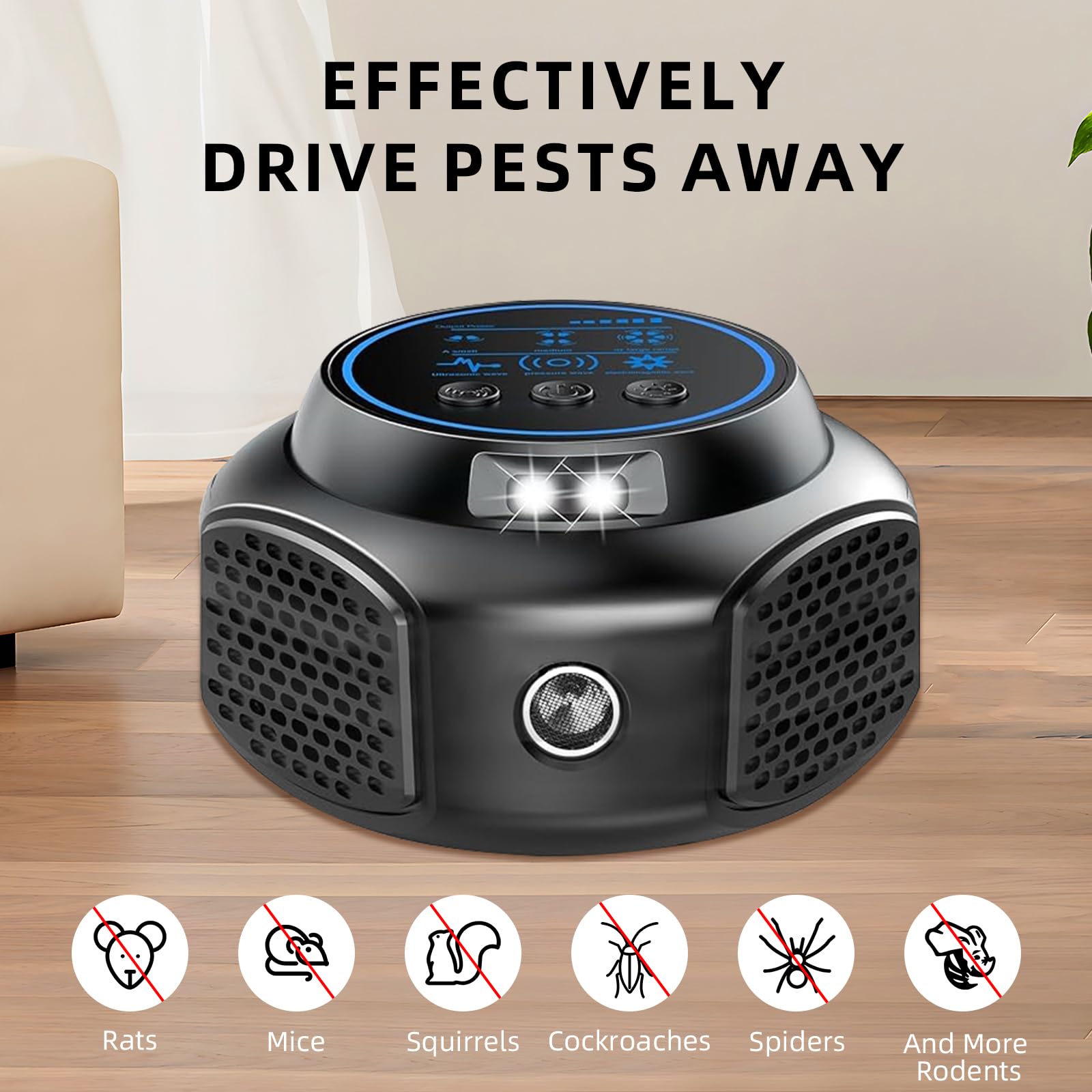 Ultrason Souris et Rats 360° Appareil Ultrason Souris avec Lumière LED Plug in Repulsif Souris Anti Rongeur pour Intérieur Protection et Anti Nuisibles Jardin