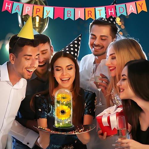 Miniatura 4 de Regalos de flores para el día de la madre, girasoles para mamá, abuela, girasoles en cúpula de cristal, regalo de cumpleaños para mujeres, lámpara