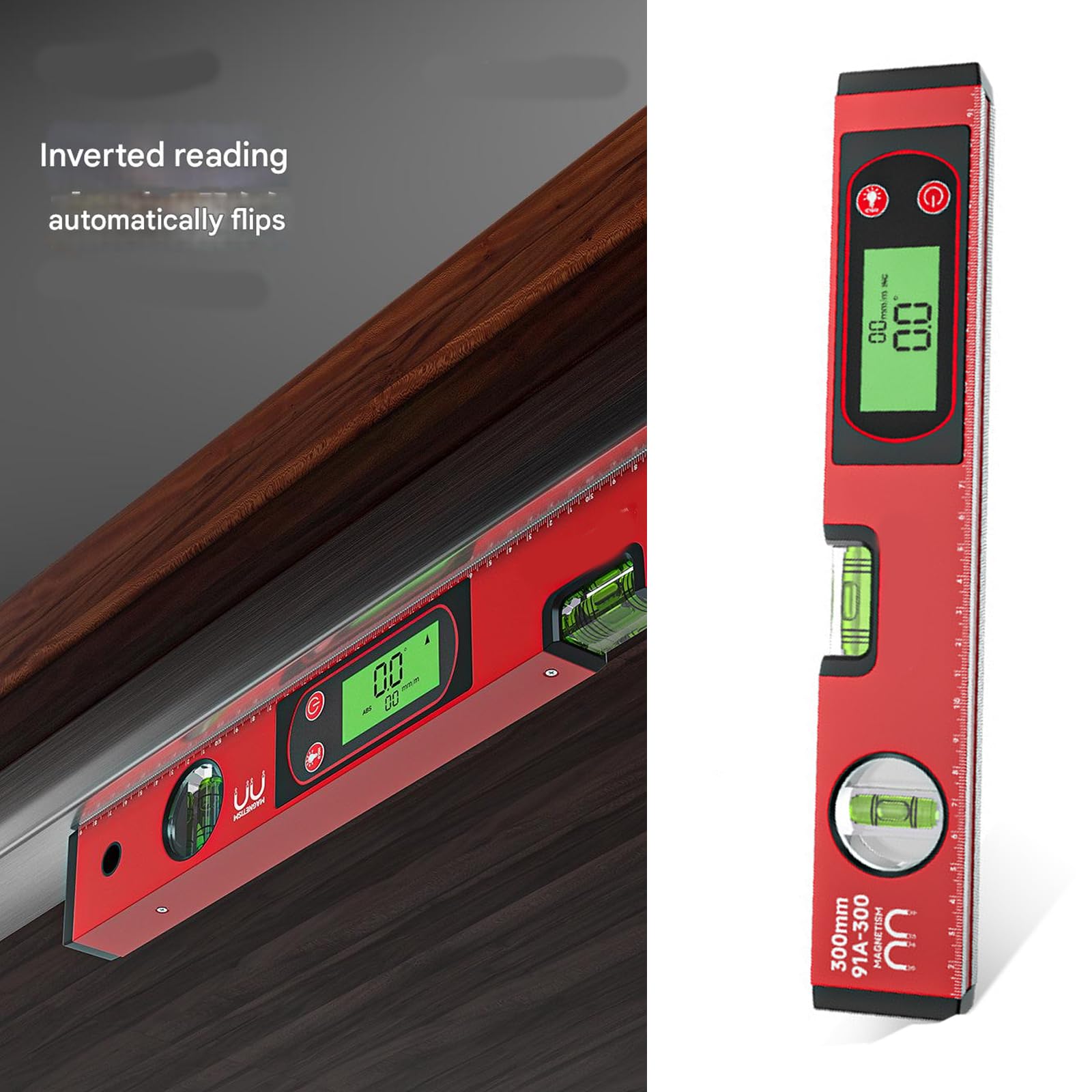 Regla electrónica digital de nivel y medidor de precisión ± 0,1°, construcción de aluminio para entusiastas del bricolaje, base magnética