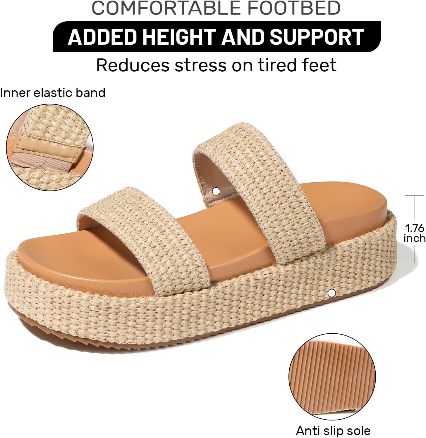 Women's Platform Wedge Sandals Open Toe Summer Espadrilles Beach Raffia Slip On Cute Woven Dress Shoes Comfortable Resort Wear Trending 2025 - Image 6