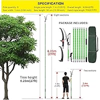 Vista 2 de Podadora de poste de árbol de 27 pies, ramas manuales, recortadora de ramas de árbol, herramientas de jardín, sierras de poste de mano, sistema