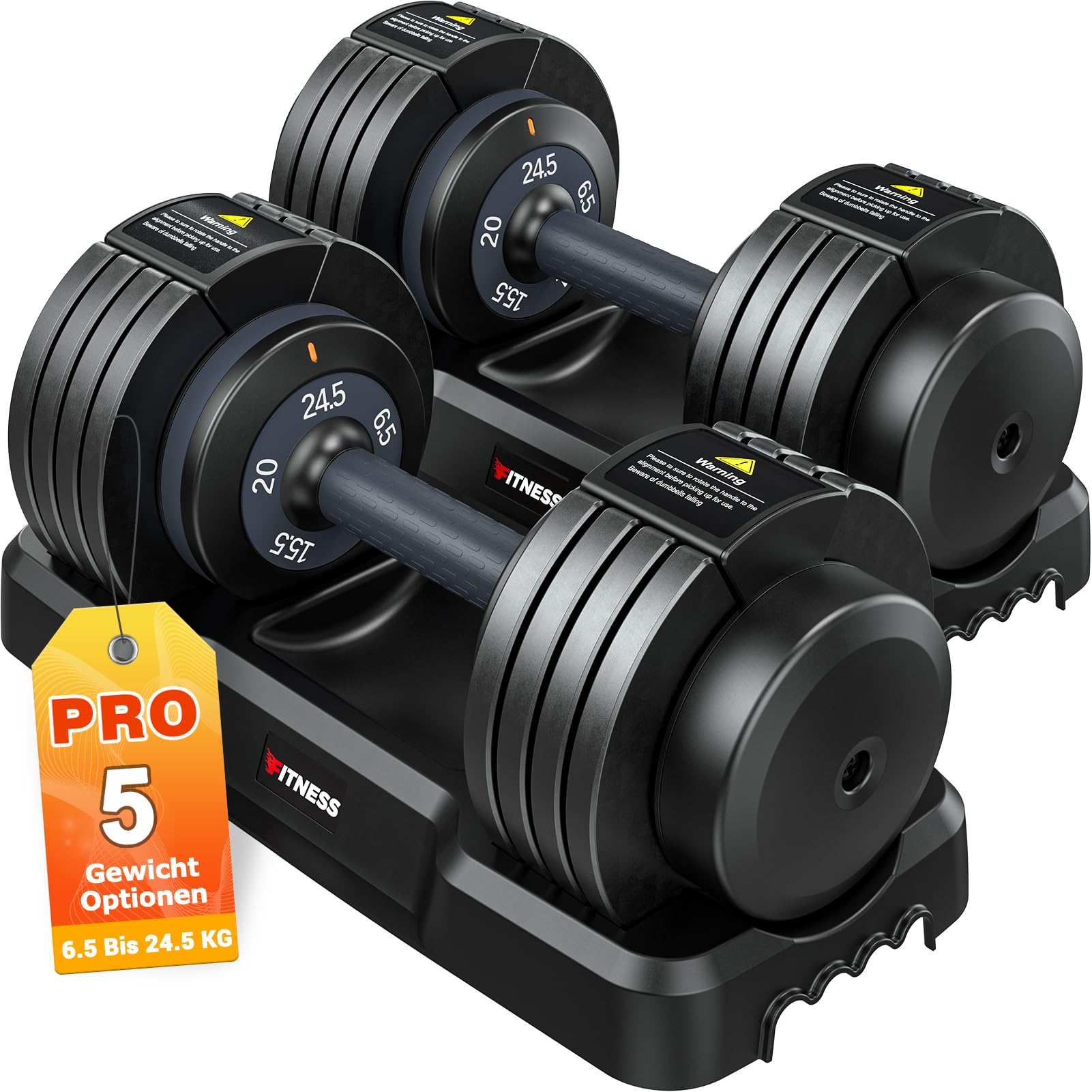 Rendpas Verstellbare Hanteln Set | 5 & 10 Gewichtsstufen | 2–24,5 KG Einstellbare Kurzhanteln | Platzsparend für Home Gym
