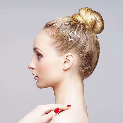 Miniatura 5 de 30 pinzas para el cabello de estrella a presión plateadas para mujeres y niñas, pinzas pequeñas de metal Y2K, accesorios para el cabello grueso y