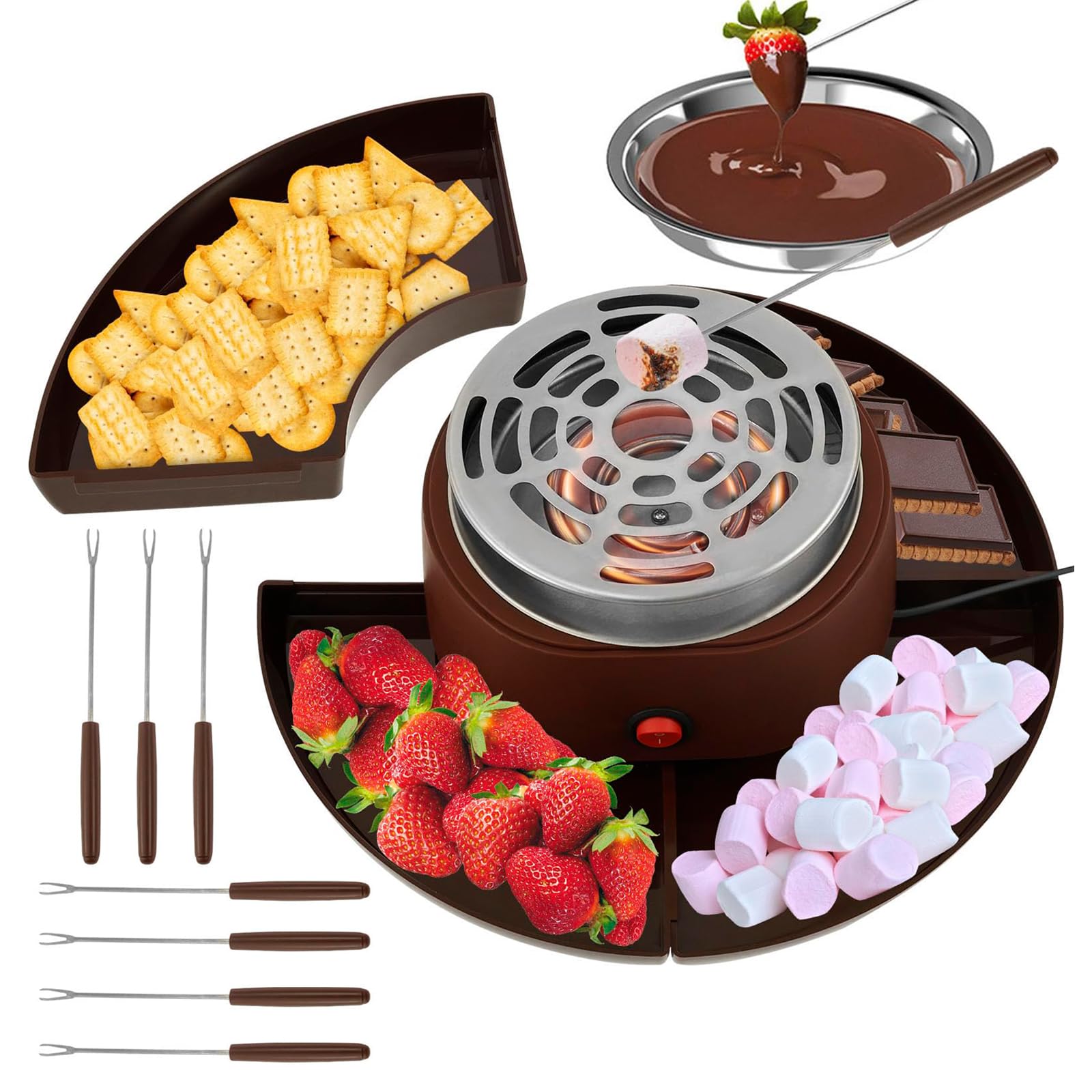 Appareil à S'mores 2-en-1 et Set de Fondue au Chocolat, Grille-Mashmallows