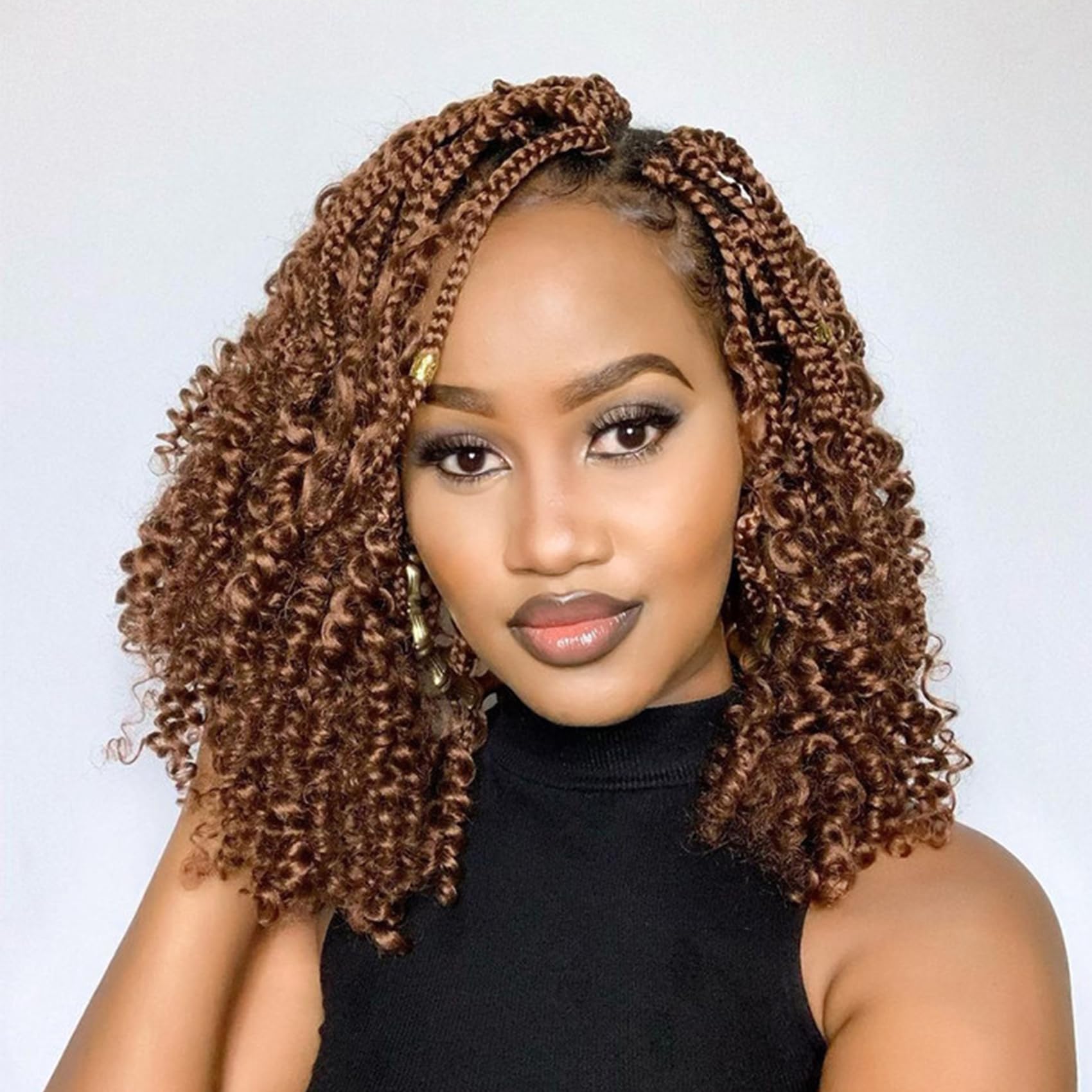 Goddess Box Braids Crochet Hair 12 Inch 8 Packs Pre-looped Bohemian Crochet Boho Box Braids With Curly Ends 3X Crochet Braids Hair for Women Synthetic