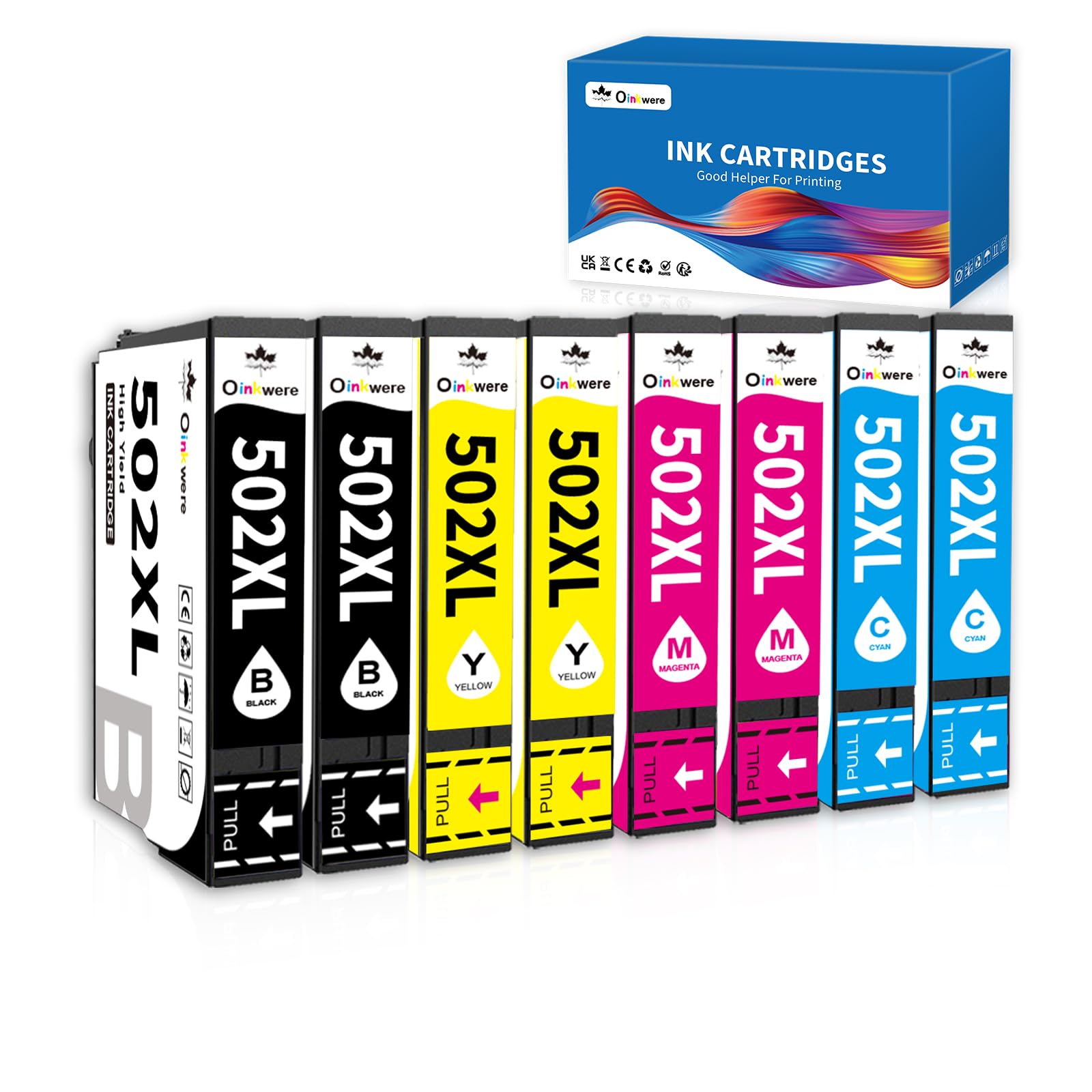 OINKWERE 8er-Pack 502XL Patronen Kompatibel für Epson 502XL Multipack Druckerpatronen für Expression Home XP-5150 XP-5100 XP-5155 XP-5105 Workforce WF-2860 WF-2865 WF-2880 WF-2885