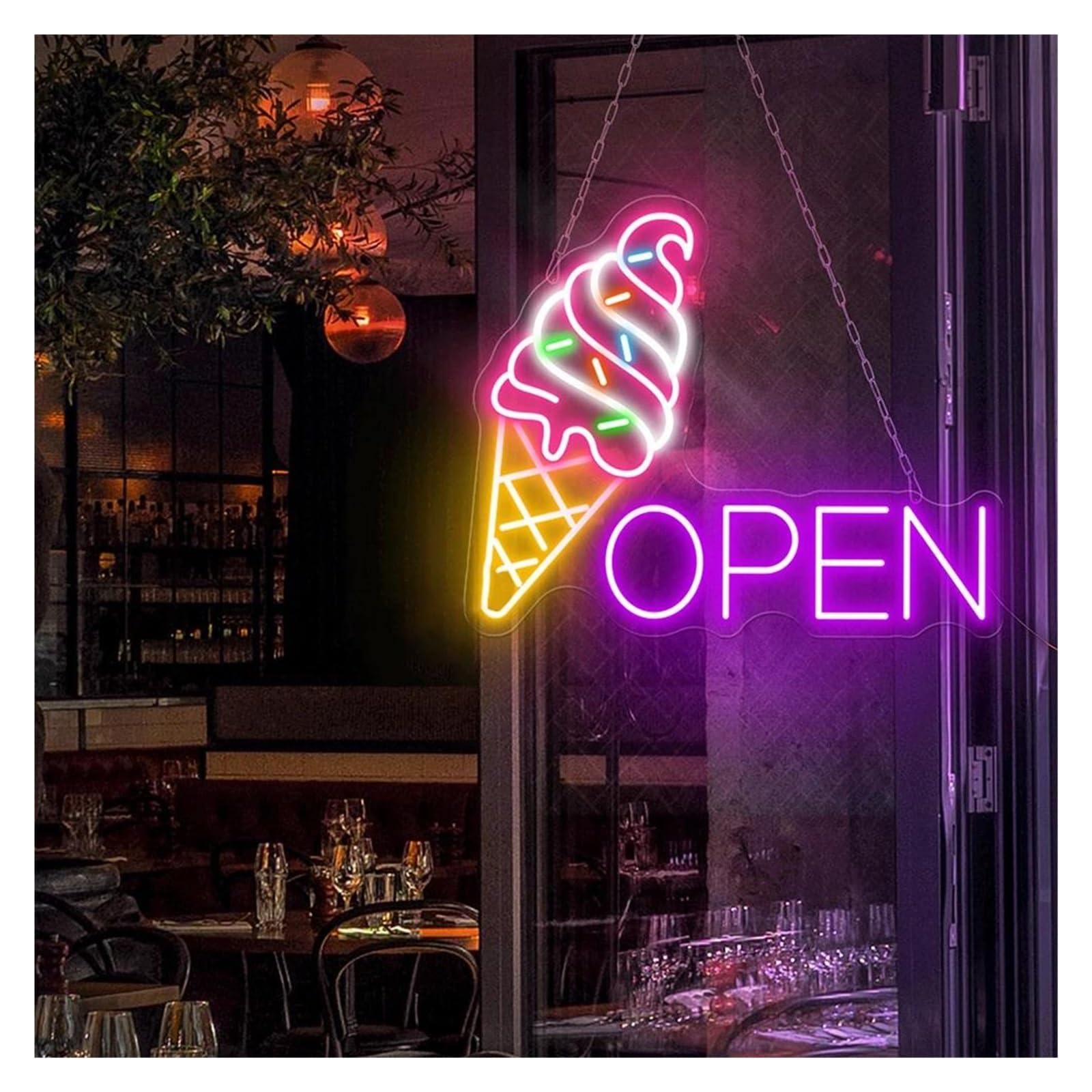 Shouxi B Sign Lamp Ice Cream Open Neon Sign For Dessert Ar Restaurant Wall Decor(,50Cm)