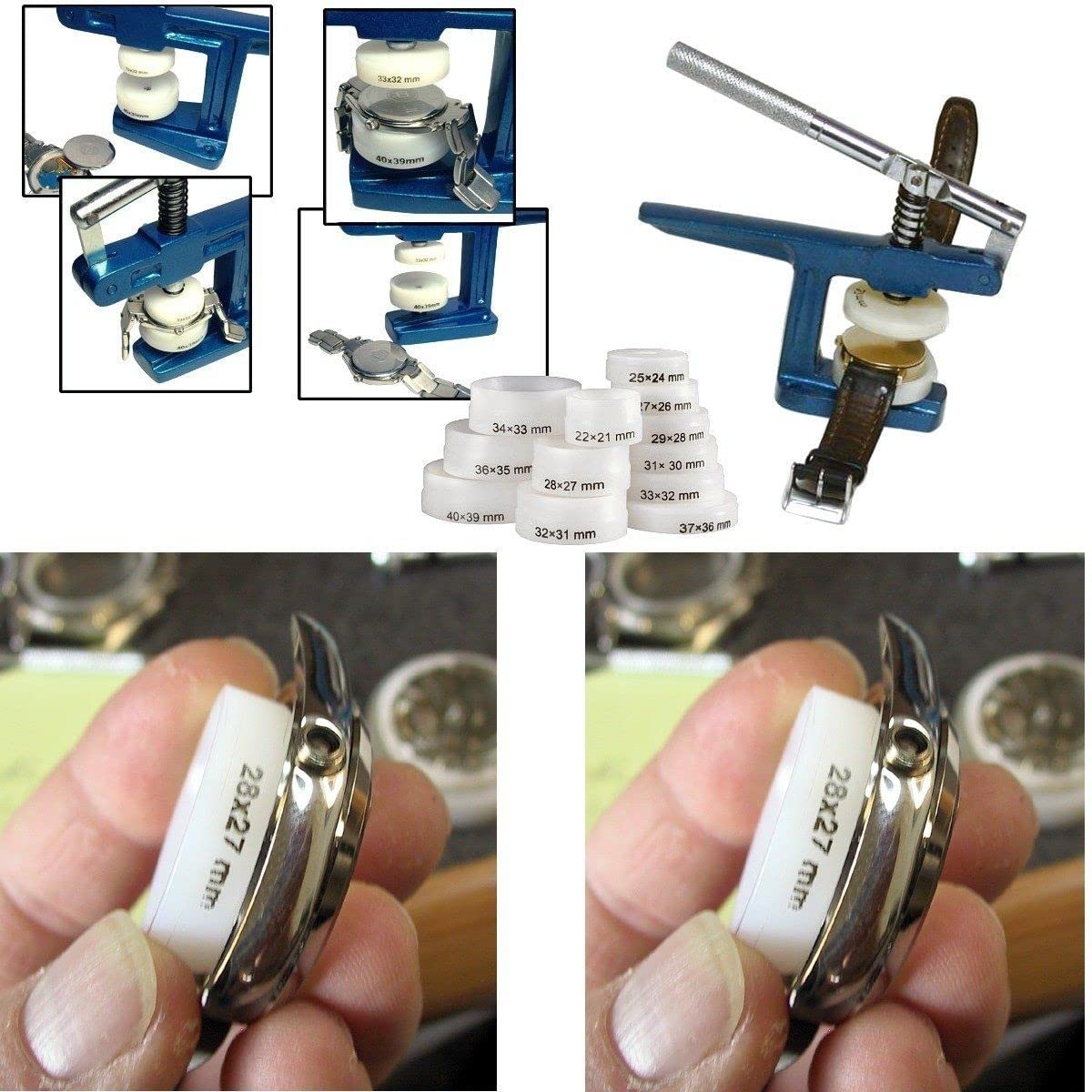 Einpresswerkzeug, Gehäuseöffner, Uhrenmesser, Gehäusehalter - Uhrenwerkzeug Starter-Set