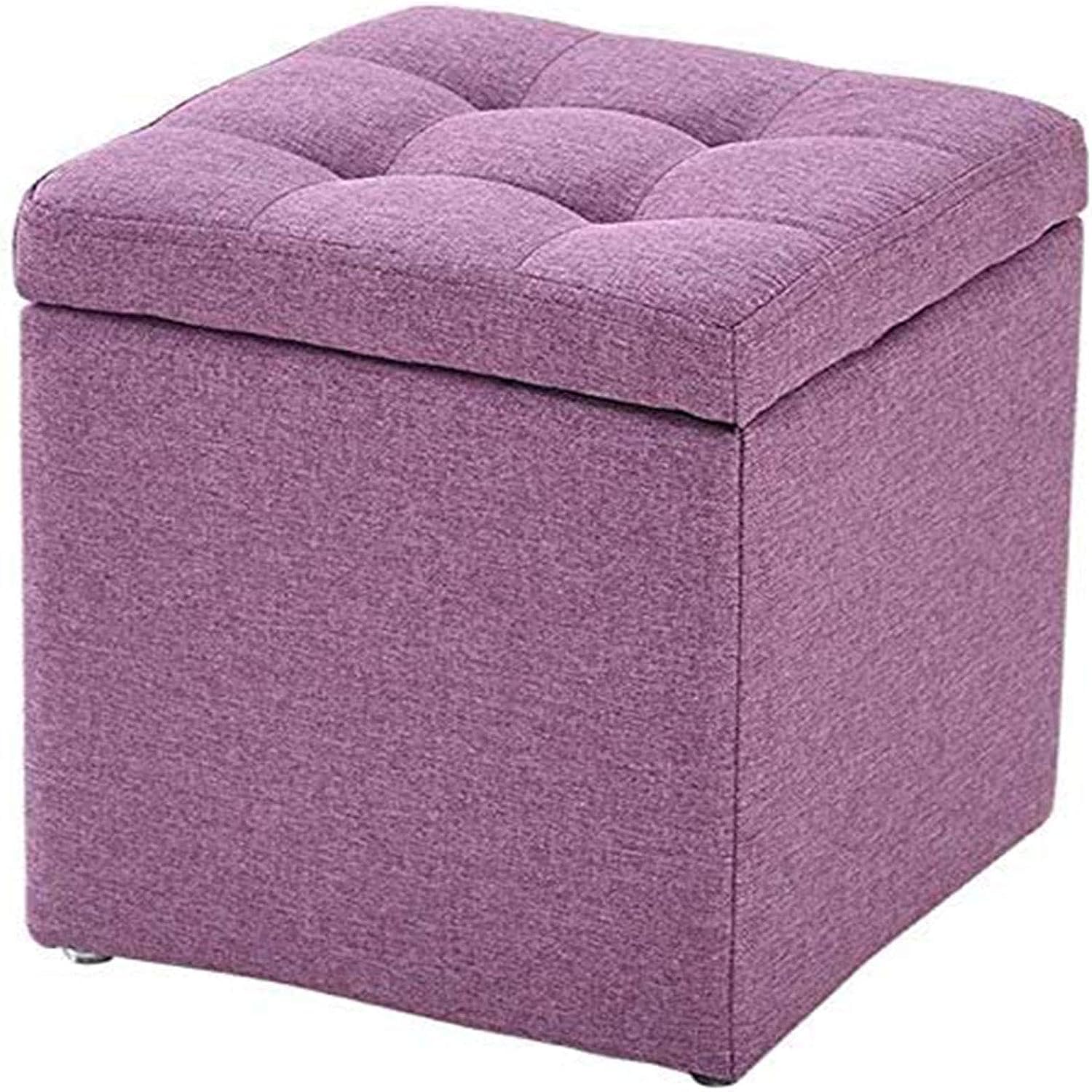 Banc de rangement pliable en lin - Pouf ottoman haute élasticité pour optimiser votre salon