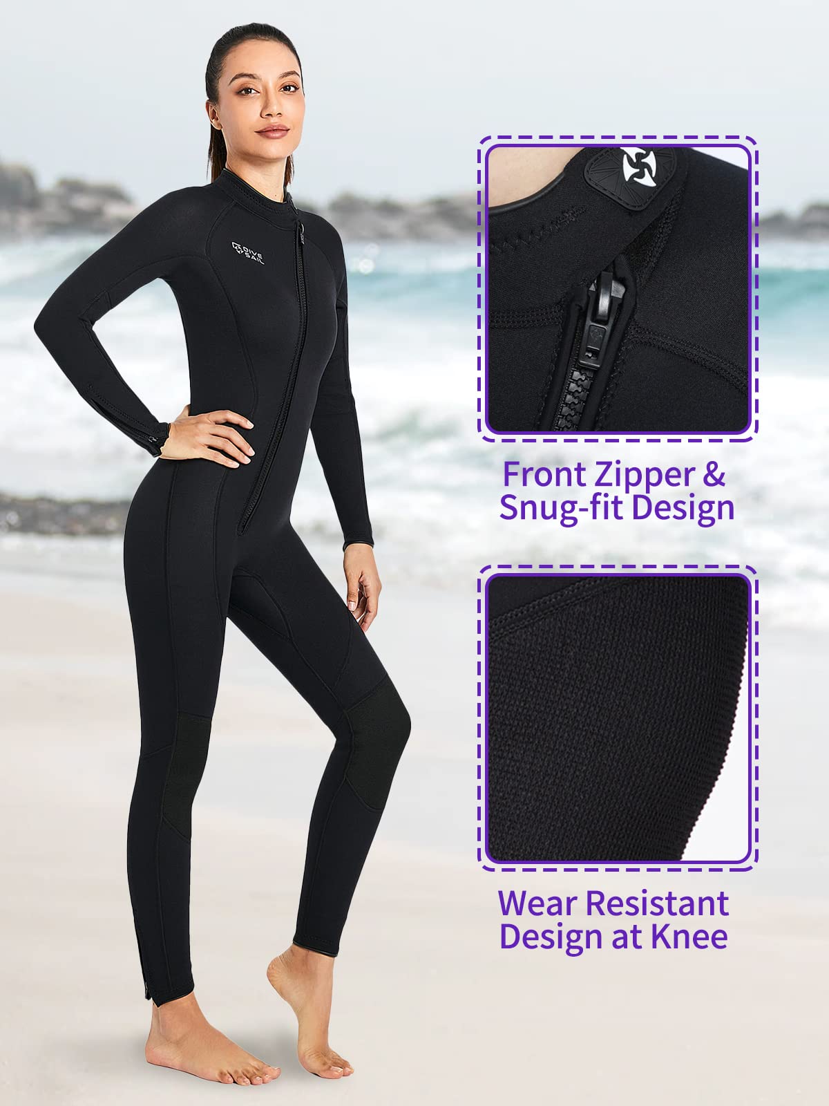 Joysummer Kombinezony Męskie Damskie Wetsuit 3mm, Pełne