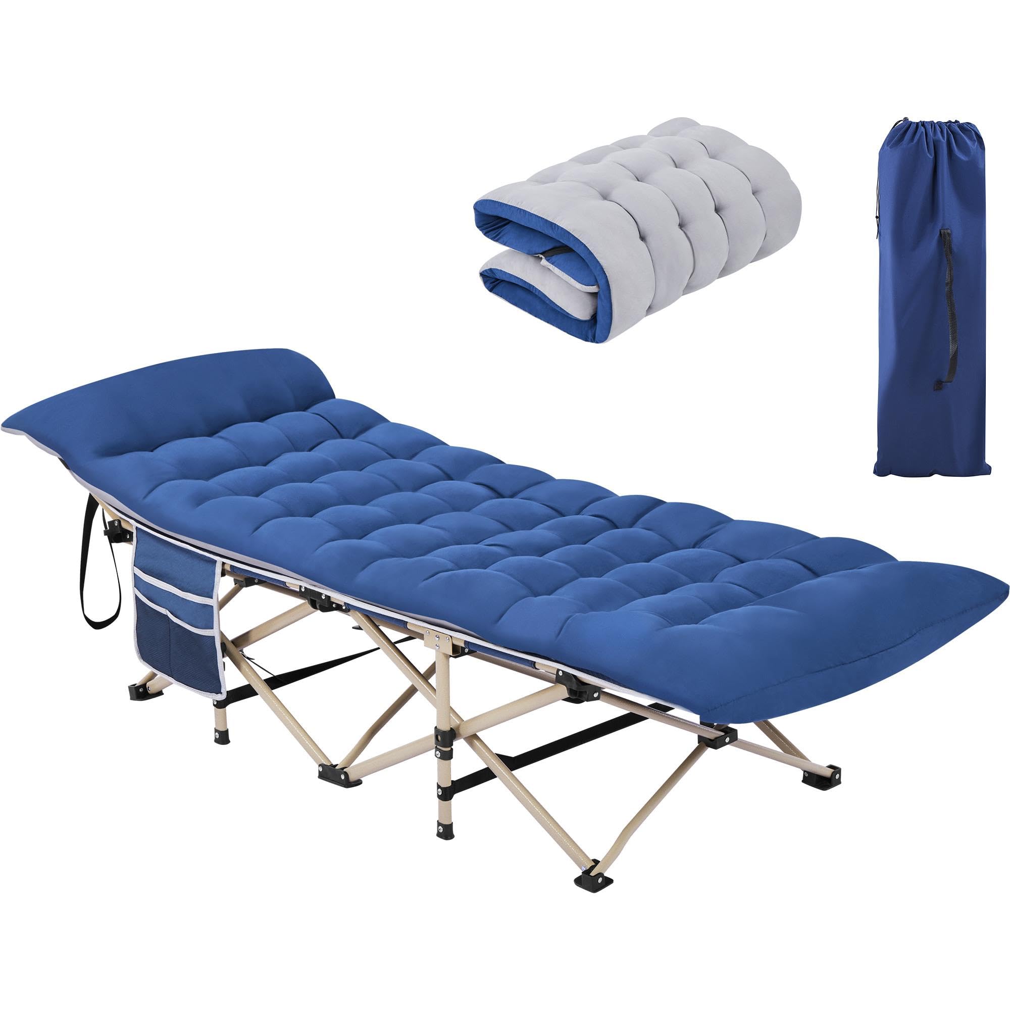 Yaheetech Lit de Camp Pliable 191cm Charge 150kg avec Matelas