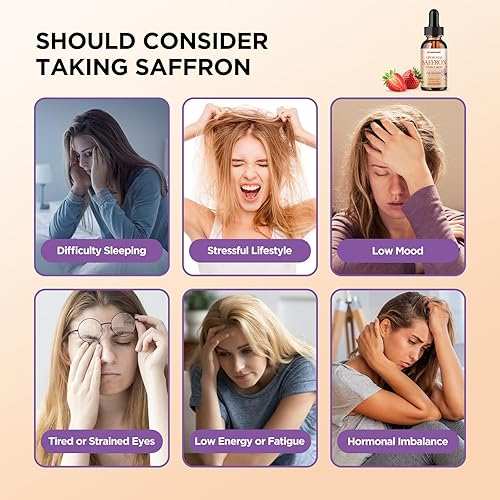 Miniatura 5 de Suplementos liposomales de azafrán, 89 mg de extracto de azafrán en gotas líquidas con Ashwagandha, cúrcuma, vitamina A y D3 para antioxidante,