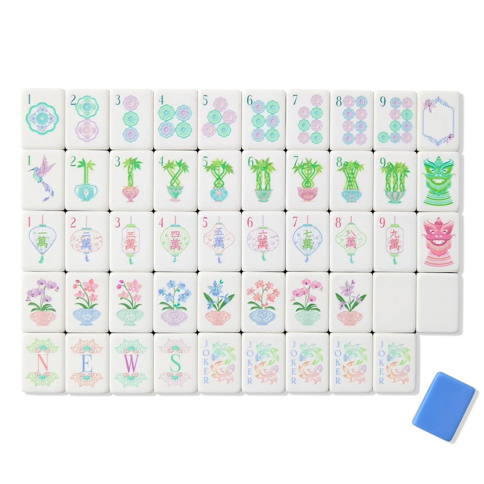 Blaues amerikanisches Mahjong-Fliesenset, Reise-Mahjong-Set amerikanisch