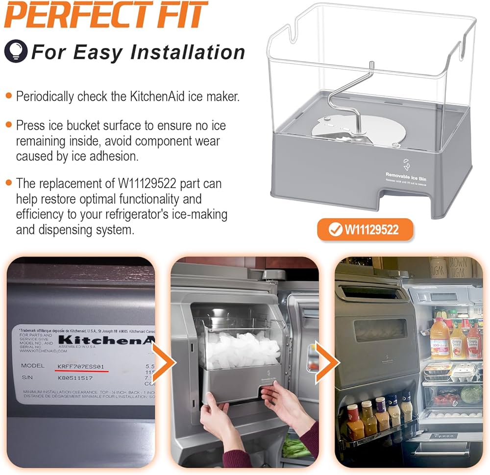 冷凍PL50 H20 ADL80 S60 ML20 2L7 3L13 Amazon.com: Upgraded W11129522 Refrigerator Ice Bucket Compatible