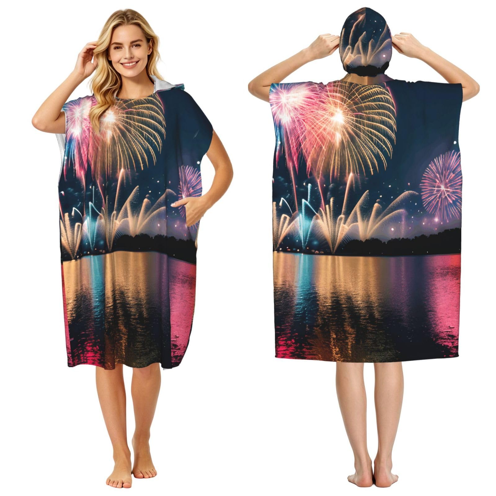 Toalla de playa con capucha para deportes al aire libre, vacaciones y camping unisex
