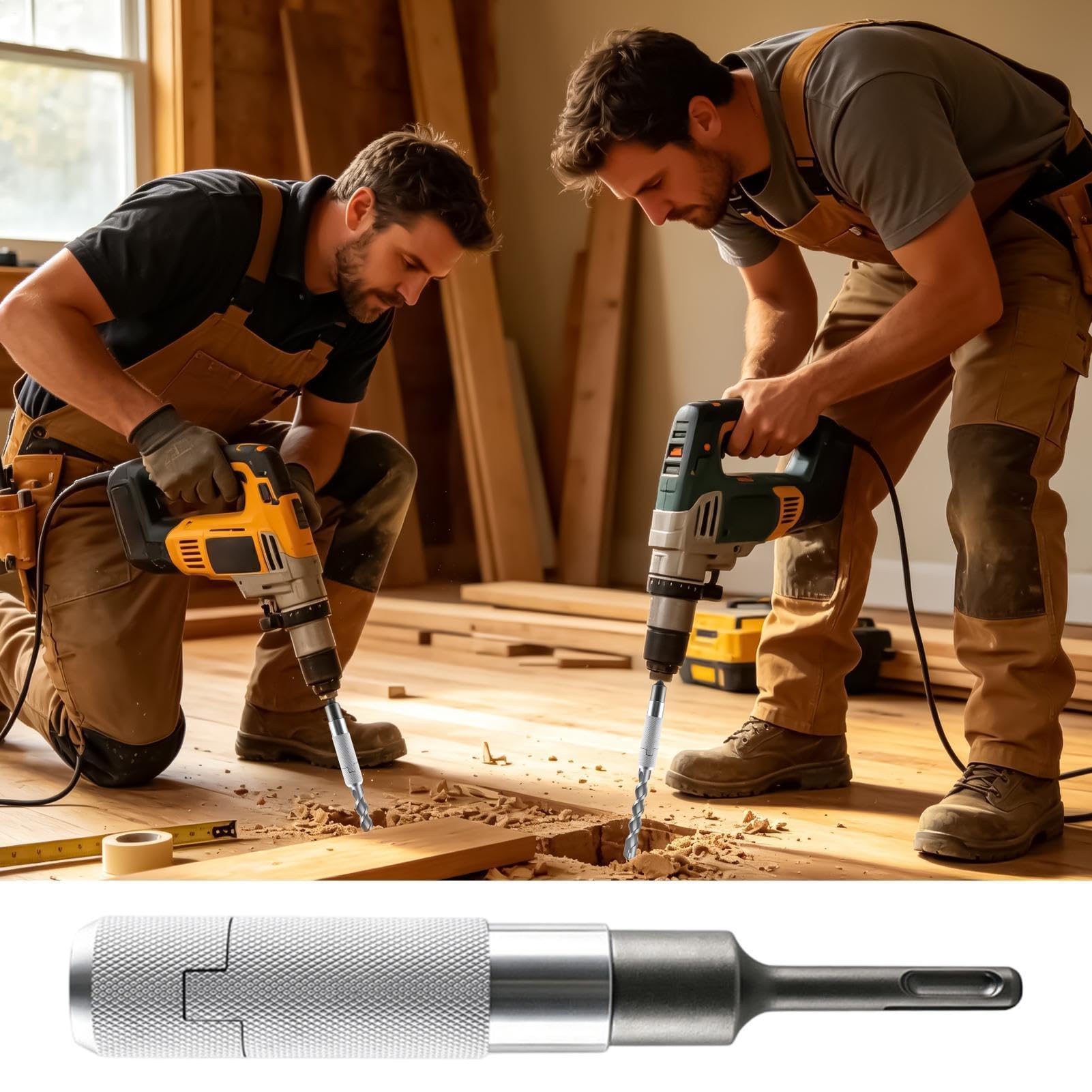 Convertitore Trapano A Percussione Utensile Antiscivolo Robusto con Anello | Convertitore Perforatore Rotante Per Foratura Tubi Ristrutturazioni Lavori Industriali