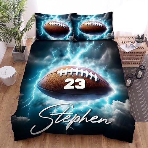 Miniatura 5 de Ropa de cama de fútbol personalizada con nombre individual, juego de ropa de cama de fútbol con nombre personalizado, juego de ropa de cama de