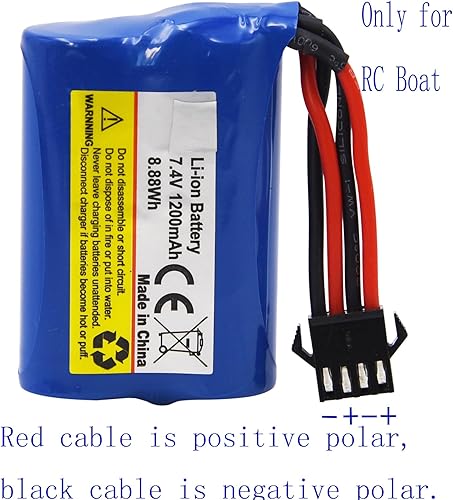Miniatura 5 de Blomiky Paquete de 2 baterías recargables de iones de litio de 7.4 V (2 x 3.7 V) 1100 mAh con conector SM-4P y cable USB de repuesto para HONGXUNJIE