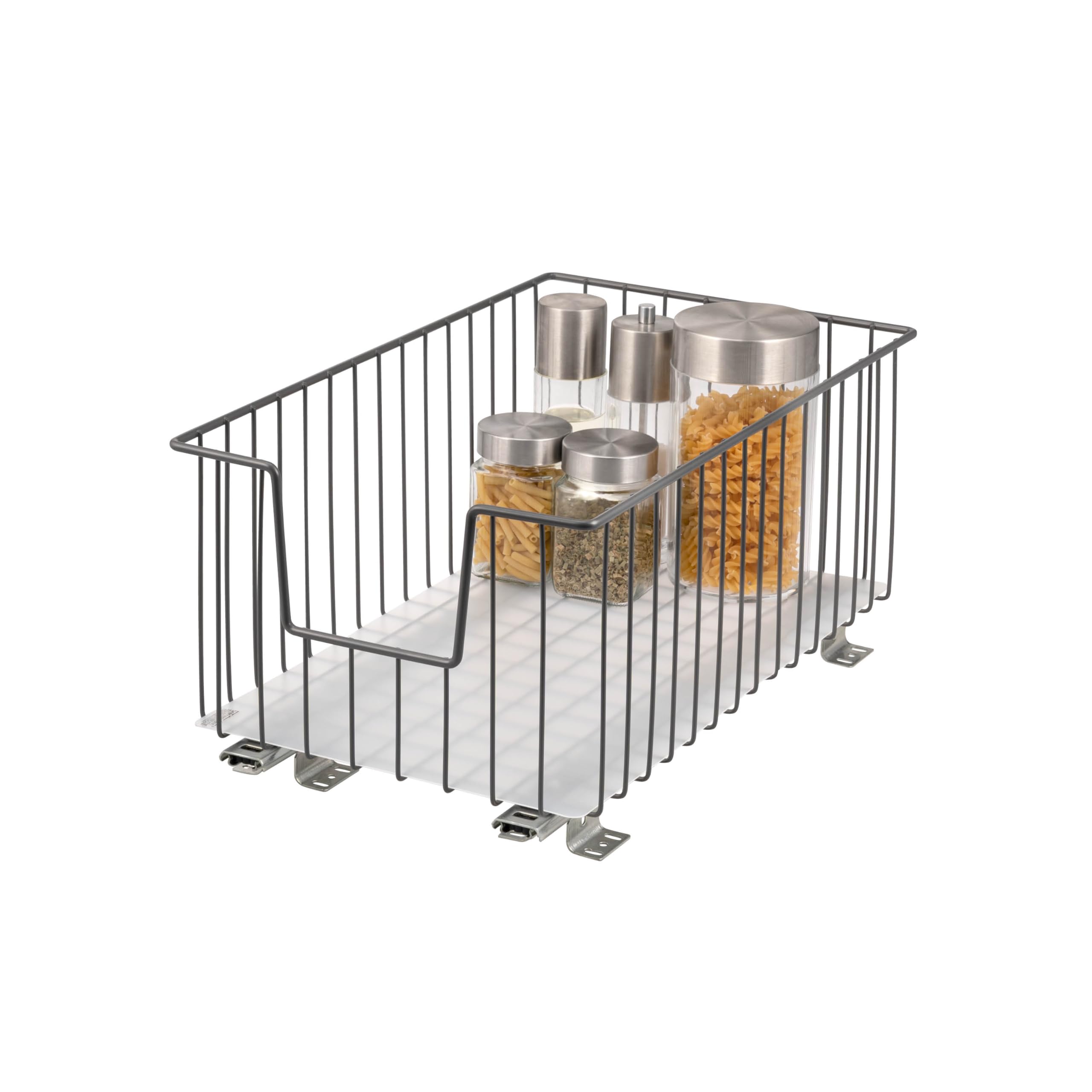 bremermann Panier Coulissant pour Armoire, Largeur 30 cm, avec Tablette, Rails télescopiques, Panier Coulissant idéal pour la Cuisine et la Salle de Bain, en métal (Gris)