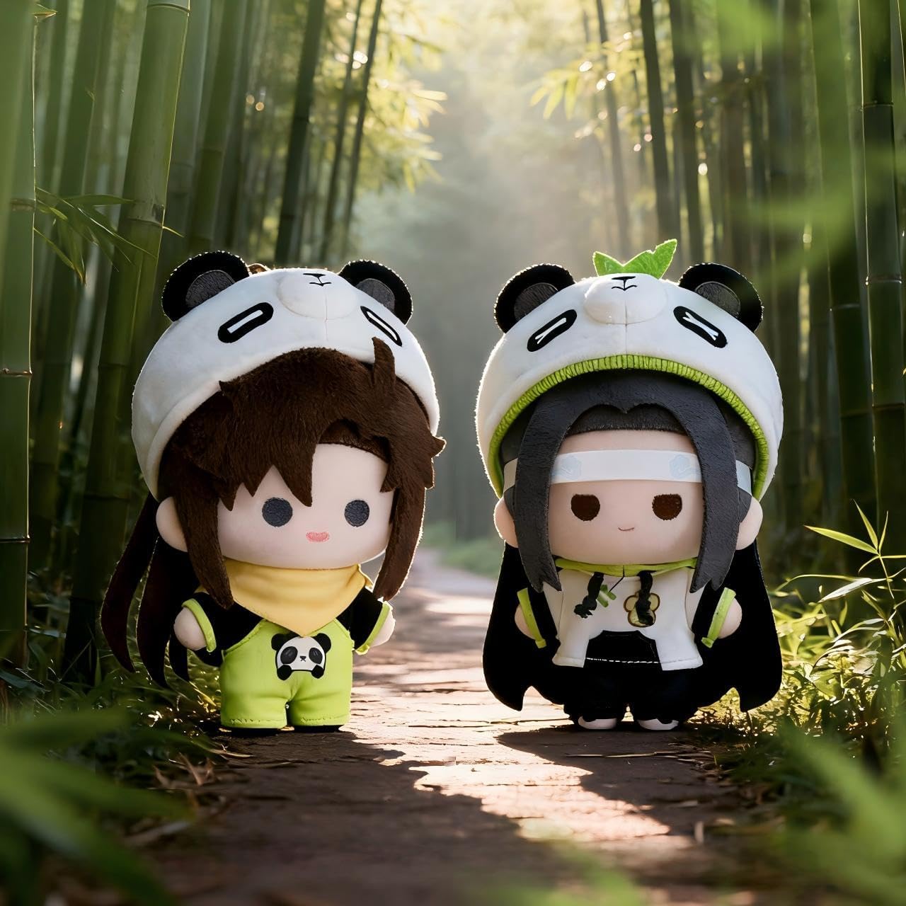 THE UNTAMED Mo Dao Zu Shi Plush Keychains with Panda Hat, Detachable Clothing, Backpack Accessories Pendants, 15cm Tall