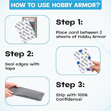 100 Pack Graded Trading Card Shipping Protector by Hobby Armor, 4 x 6 with Rounded Corners, Vibrant Multi-Color Card Protector to Guard Cards from Dings, Premium Cardboard Slab Shipping Supplies