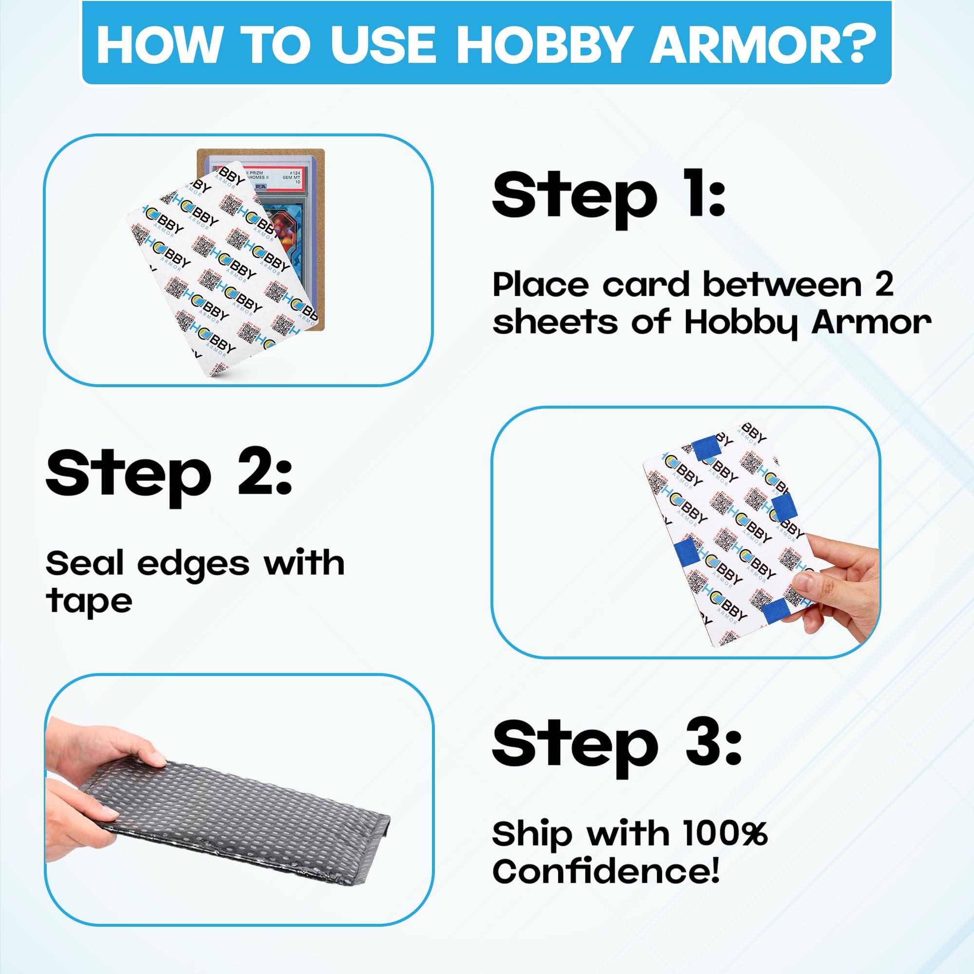 Amazon.com: 100 Pack Graded Trading Card Shipping Protector by Hobby Armor,  4