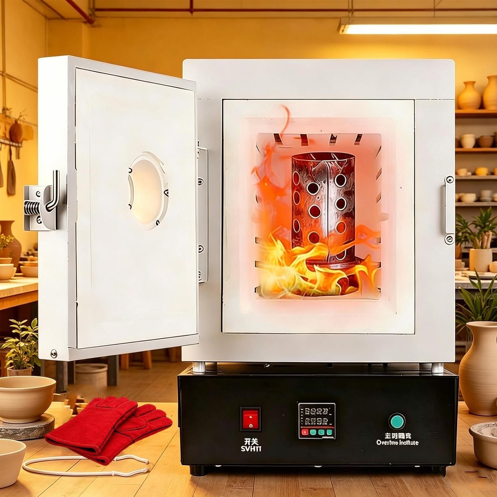 Forno elettrico per colata di gioielli, forno da tavolo da 1500 W con finestra di visualizzazione, PID 1150 °C, ideale per bruciare cera, cottura in ceramica, laboratorio e lavori dentali