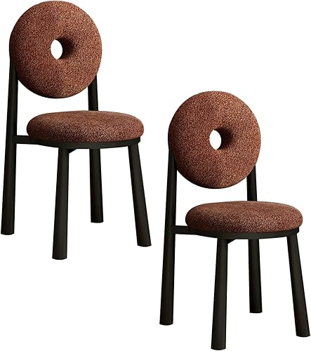 Miniatura 26 de JKGHK Donut Dining Chairs, Upholstered Kitchen Chairs with Back, Armless Living Room Chair with Metal Legs, Plush Accent Chair for Bedroom, Balcony,