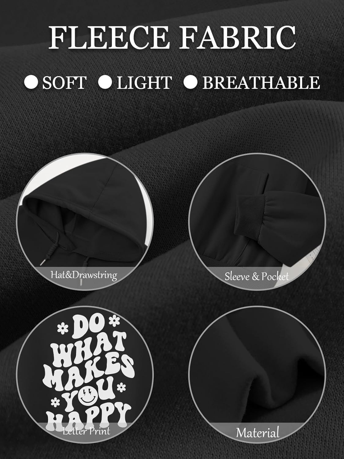 Tuislay Women Cute Graphic Oversized Hoodies Sweatshirts for Teen Girls Aesthetic Y2k Preppy Fleece Happy Hooded Pullover - Image 6