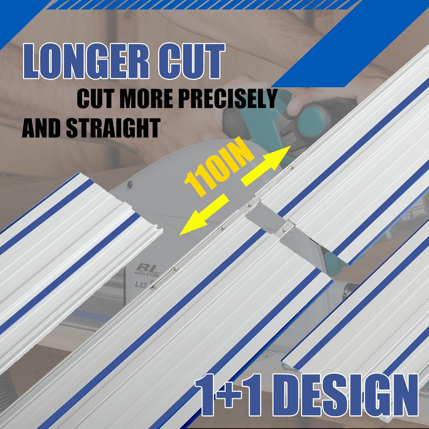 ACS430 55" Track Saw Guide Rail for ACS Track Saw, include 5m Splinter Guard and Connectors, 55" Guide Rail for ACS Tracks, Perfect for Woodworking Longer Cuts, 2 Year Warranty