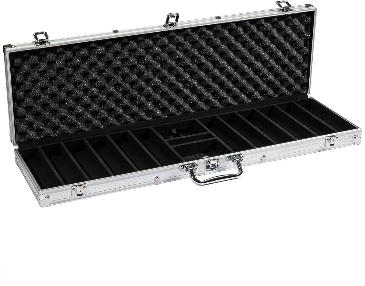 Estuche de aluminio para fichas de póquer de 600 unidades - Con cerradura, llave incluida