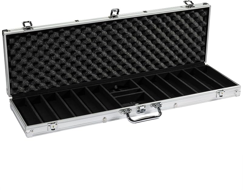 Estuche de aluminio para fichas de póquer de 600 unidades - Con cerradura, llave incluida