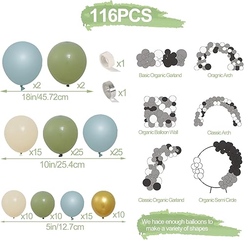 Miniatura 2 de Decoraciones de Año Nuevo 2024, globos de confeti de oro negro, 52 globos de confeti dorado blanco y negro de 12 pulgadas con cintas doradas para