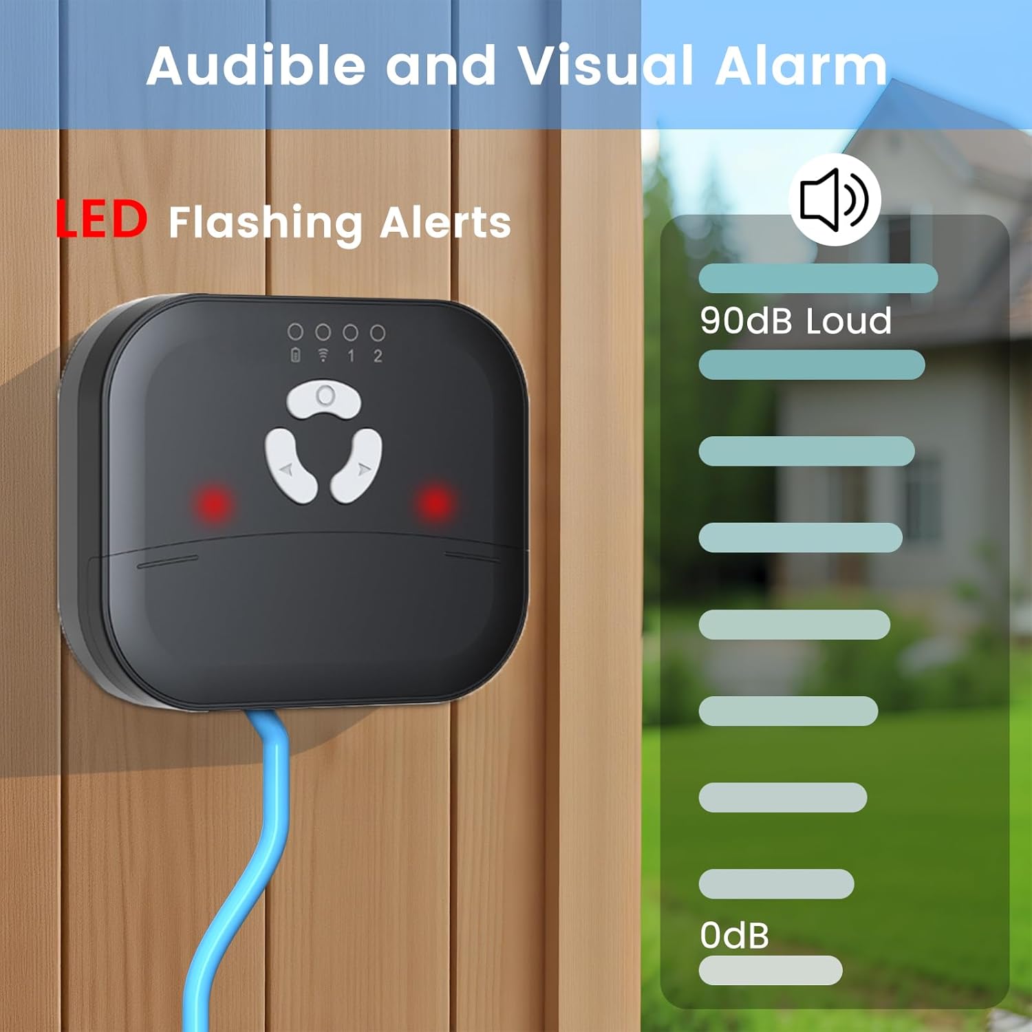 WiFi Sump Pump Alarm with Backup Battery, Smart High/Low Water Level Monitor with Phone Alerts, 10Ft Float Switch, IP44 Splash-Proof,110dB Loud Siren for Septic Tank, Basement and Cistern