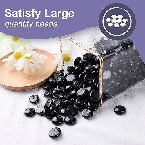 Miniatura 10 de DomeStar Canicas de vidrio plano de 1 libra, gemas de color rosa claro iridiscentes, rellenos de jarrón, canicas de vidrio decorativas para