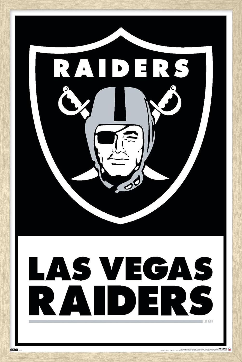 NFL Las Vegas Raiders - Logo 21 Wall Poster, 34L" x 22.4W", Barnwood Framed Version